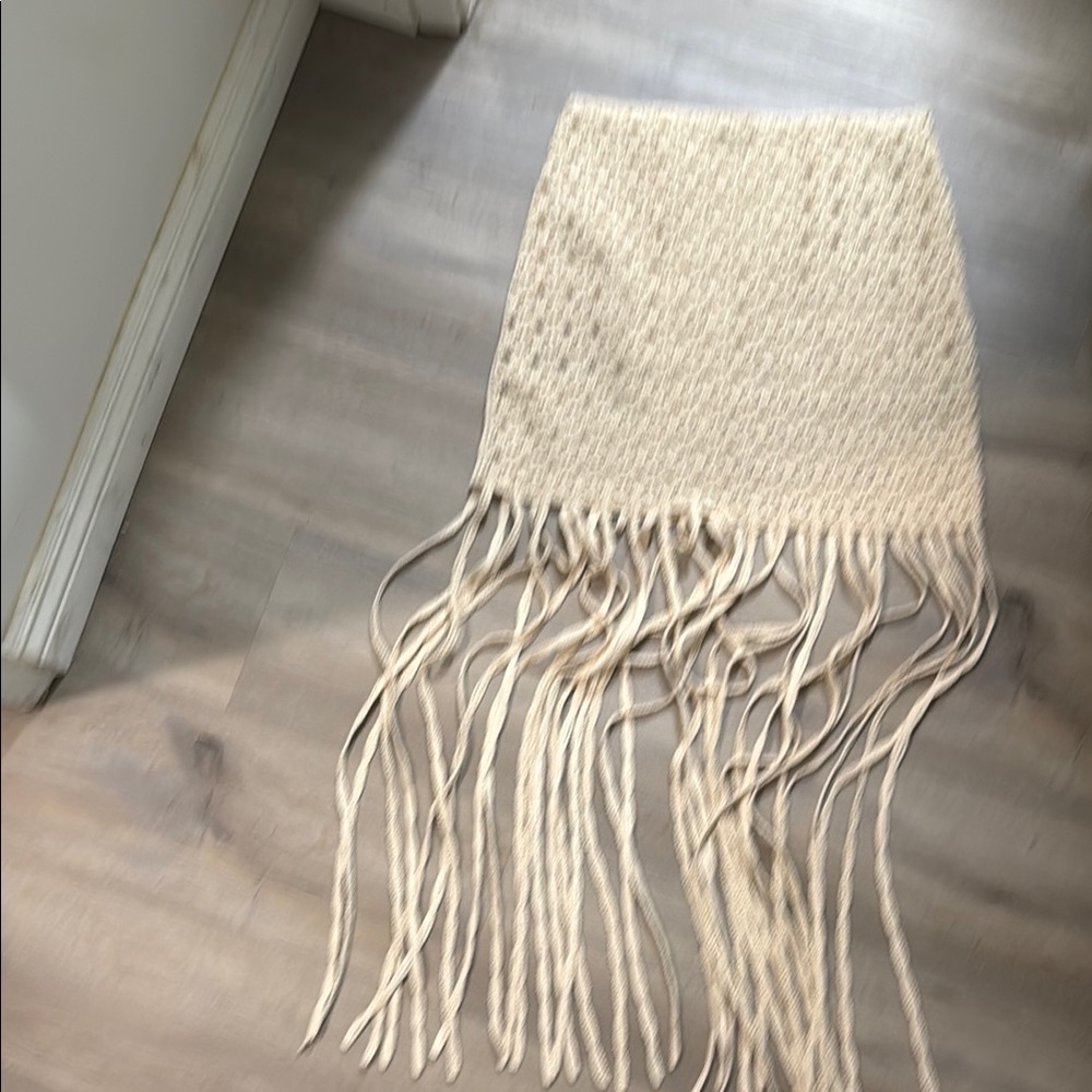 Zara Cream Asymmetrical Skirt with Fringe Detail